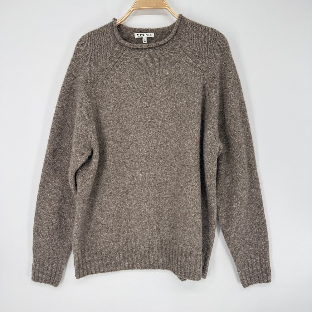 Alex Mill Sweater Mens Large Brown Yak Alpaca Merino Wool Crew Neck Excellent